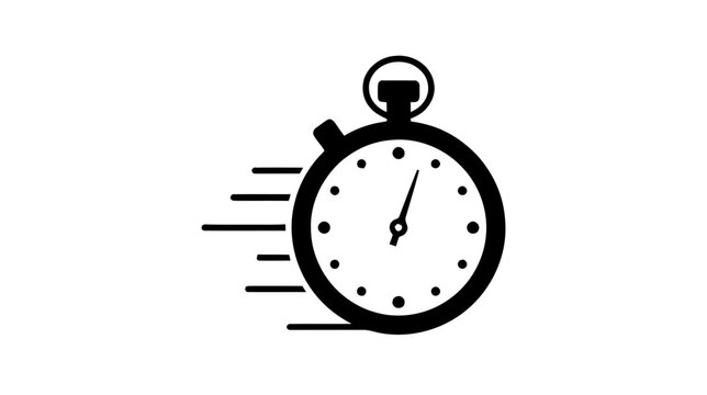 Vector illustration of fast stopwatch icon, timer symbol for speed and time management on a transparent background
