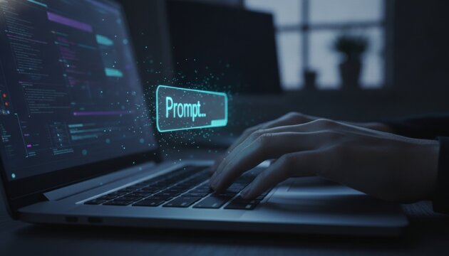 Ai prompt engineering on laptop