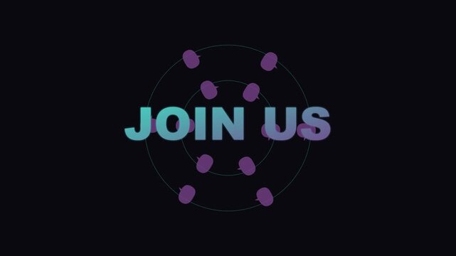 Join us animated motion with rotating speech bubbles and minimalist animation 4k motion animated text