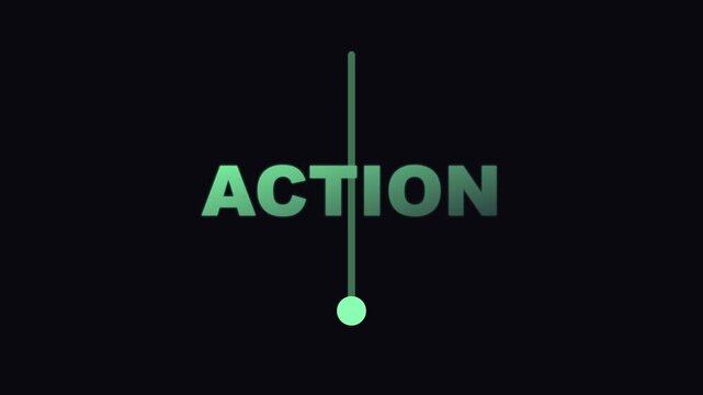 Minimalist action text animation with vertical line and moving dot 4k motion