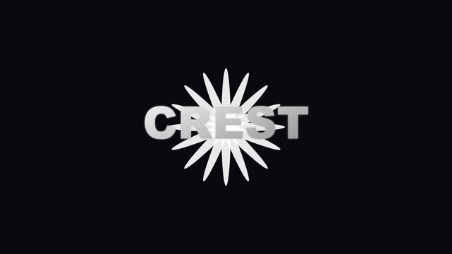 Minimalist crest reveal animation with rotating floral shape on 4k black background, motion rotating