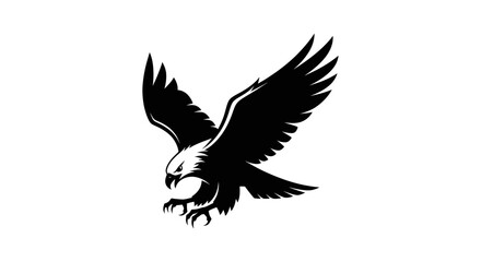 Fototapeta premium Black eagle in flight silhouette closeup.