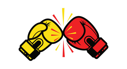 Boxing gloves in motion striking each other. © cintya