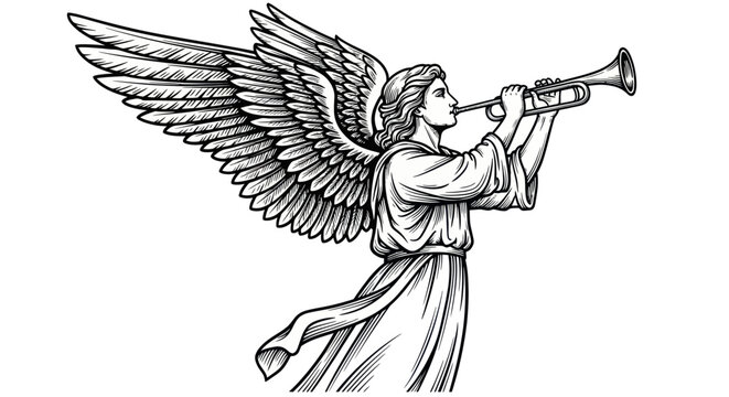 Angel Blowing Trumpet Heavenly Musician.