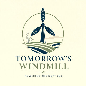 Modern Wind Turbine Logo Design with Renewable Energy Concept in Circular Badge Style
