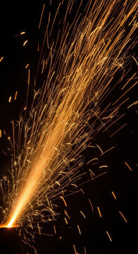 Sparks and Light Streaks Explosive Energy Eruption Intense Brightness Abstract Firework Display Industrial Welding Safety Precautions Hot Work