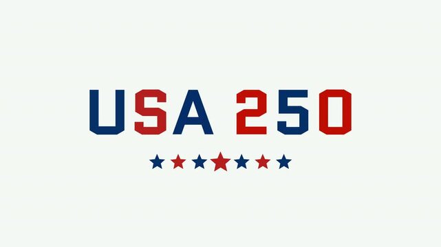 250th us independence day showcases patriotic red and blue star graphic. Suitable for celebratory events, advertising, and promotions.