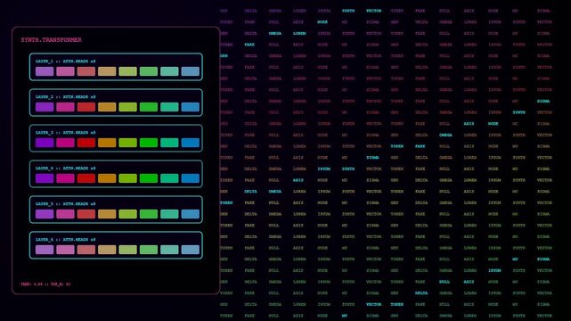 A sequence of synthetic data charts displaying animated multi colored node clusters on a dark digital interface showing complex network processes in a computing environment