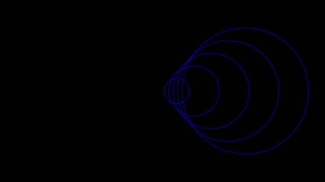 blue concentric circles expanding and radiating outward, minimalist sonar radar signal wave animation on black background