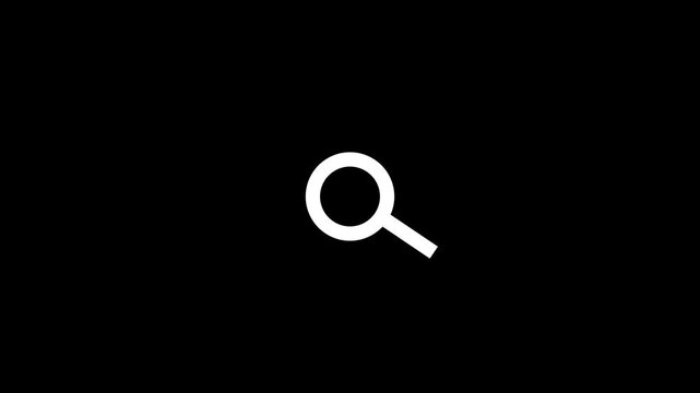white Magnifying Glass Search Icon Animation on Black Background Minimalist  Search Engine Button Line Art Motion Graphic Asset