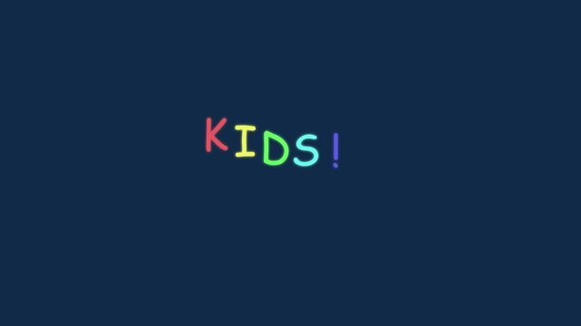 Kids colorful animated text title motion on dark blue animation 4k background, motion typography