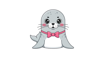 Cute cartoon seal with bow tie. © ladawe