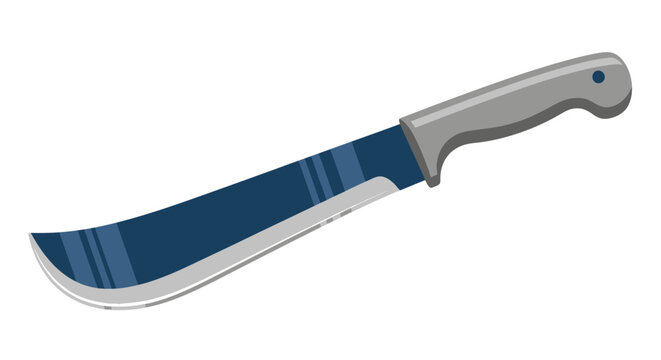 Large machete with blue blade.