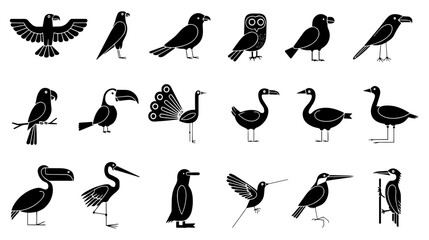 Fototapeta premium set of silhouettes of birds