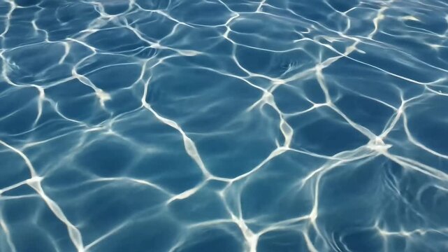 Sunlit blue water ripples with shimmering light caustic patterns