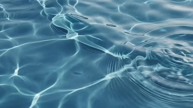 Sunlit blue water surface with caustic patterns and ripples