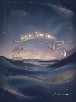 2025: The Sparkling Symphony of Tomorrow - A Futuristic New Year's Greeting Against the Celestial Canvas