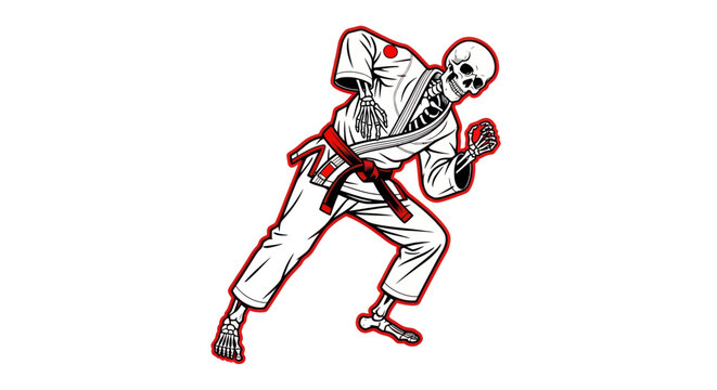Martial arts skeleton in uniform.