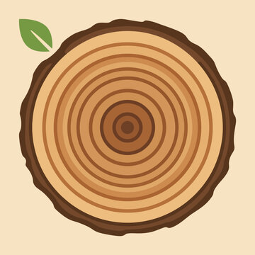 A flat vector illustration of a circular wooden tree trunk slice