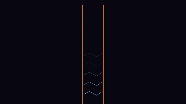 Minimalist abstract loading bar animation with pulsing blue wave lines on dark 4k background progress
