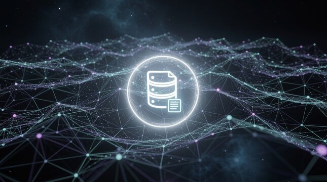Database Icon on Connected Digital Network