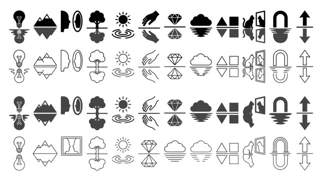 Abstract Icons Set: Reflection, Transformation, Growth, Ideas, Nature, Security