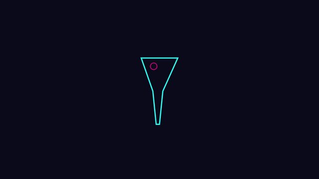 Minimalist neon funnel animation with pulsing circle for sales conversion and marketing strategy concepts 4k
