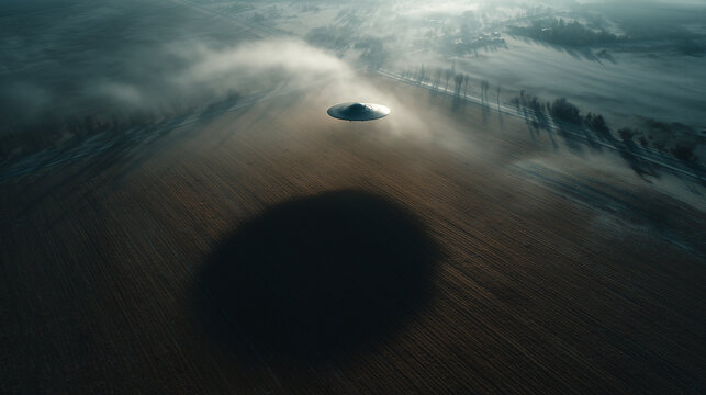 UFO flying over the countryside