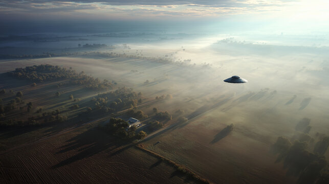 UFO flying over the countryside