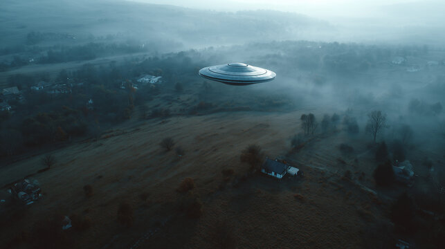 UFO flying over the countryside