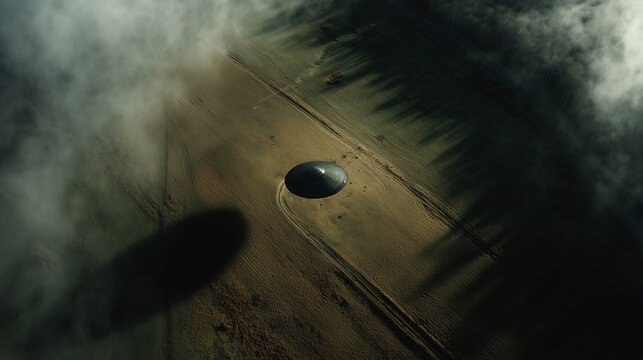 UFO flying over the countryside