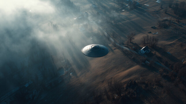 UFO flying over the countryside