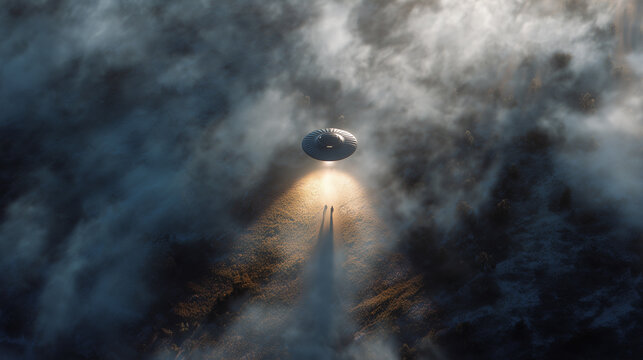 UFO flying over the countryside