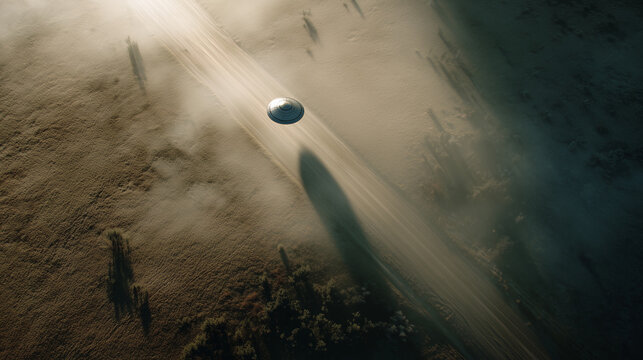UFO flying over the countryside