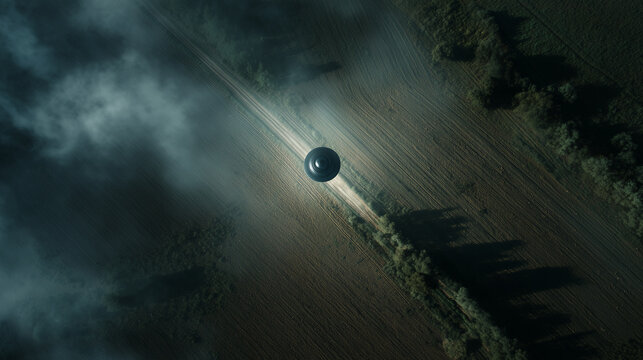 UFO flying over the countryside