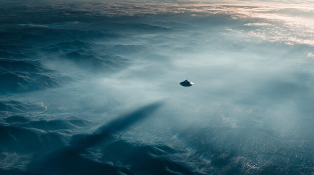 UFO flying over a town