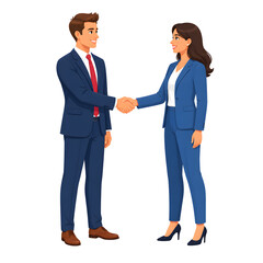 Fototapeta premium Flat Illustration Two Colleagues Shaking Hands isolated cutout on transparent background