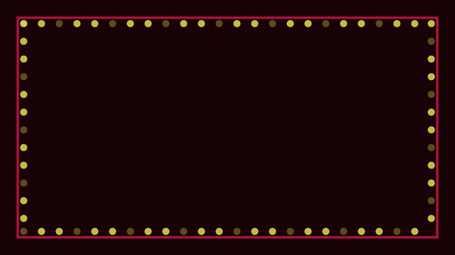 Retro marquee light border frame with glowing golden bulbs for cinematic intro and event presentation animation 4k