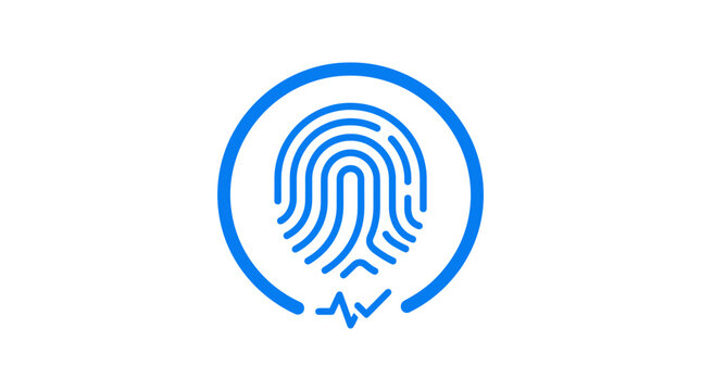 Digital Fingerprint Authentication Icon in Flat Line Art Style Vector Illustration