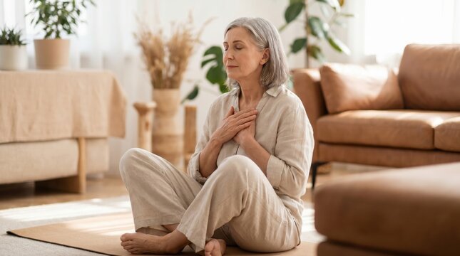 Senior Woman Meditating for World Lungs Day