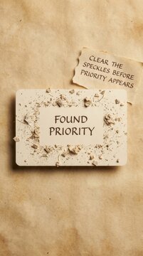 Found Priority Message on Speckled Parchment Paper for Low Attention Span Needs