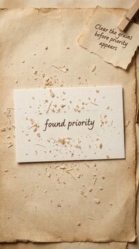Found Priority Message on Aged Parchment, Perfect for Low Attention Span Concepts