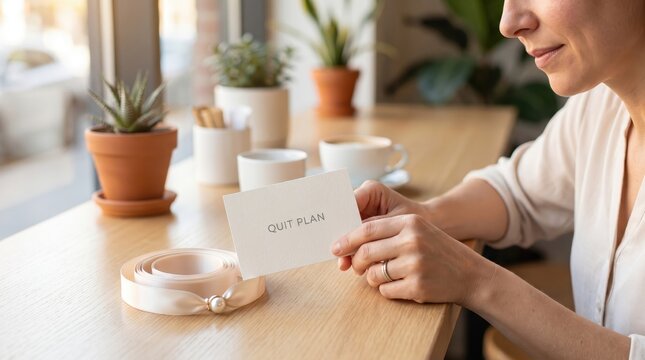 Woman Holds Quit Plan Card, World Lungs Day Focus