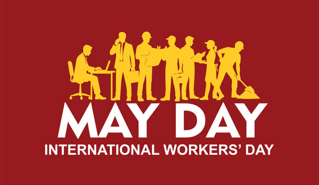 May Day International Workers' Day Banner with Diverse Professional Silhouettes