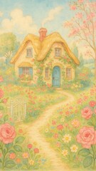 Obraz premium Charming cottage garden mobile wallpaper