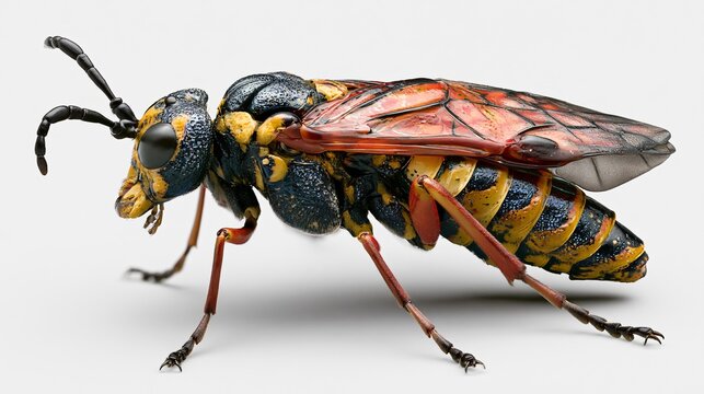 Birch Sawfly Cimbex Femoratus on White Background Soft Colour