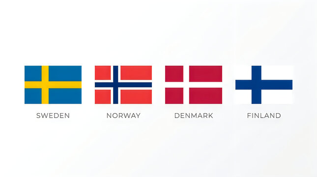 Flags of sweden norway denmark and finland in a row