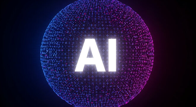 Artificial intelligence conceptual 3D sphere digital network with intelligence artificial technology connection abstract futuristic innovation computing communication knowledge structure
