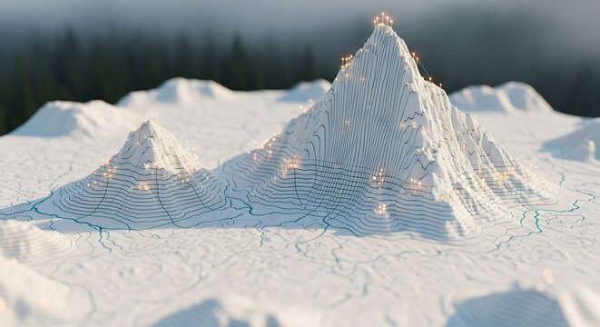 3D digital landscape with low poly mountains mountain landscape geometry abstract environment minimalist topography visualization background structure synthetic