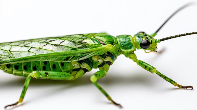 Close-up Green Stonefly Plecoptera Isolated White Background Stock Photo